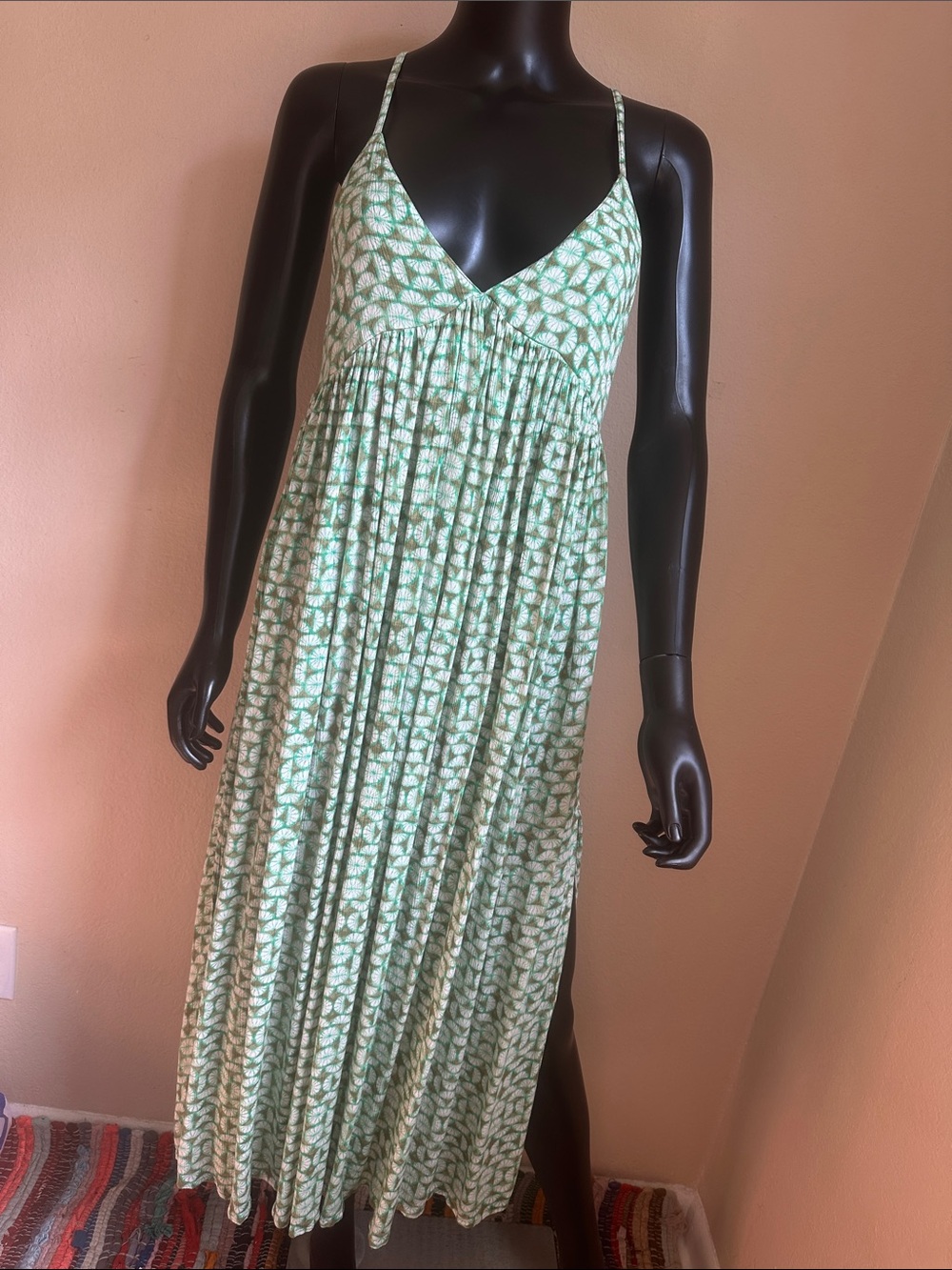 O'Neill Green Printed Maxi Dress with Racerback Straps
